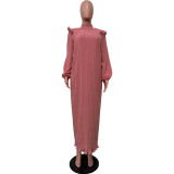 Chiffon Frill Trim Pleated Dresses