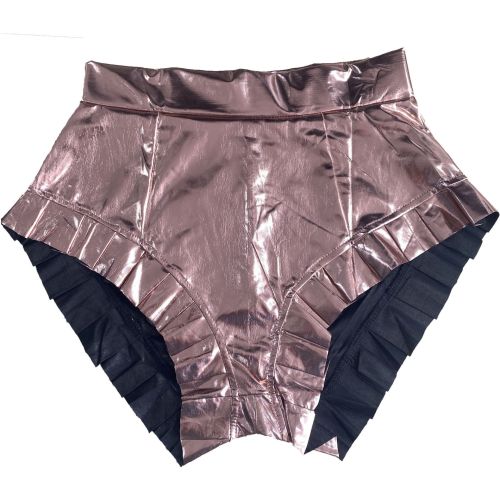 Imitation Leather Pleated Ruffled Hot Short