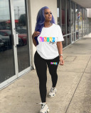 Fashion Casual Graphic Print Short Sleeve Two Piece Women Tracksuit Set