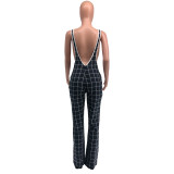 Casual Straps Plaid Suspenders Pant