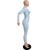 Solid Color High Neck Pant Set