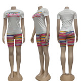 Summer Printed Short Sleeve Shorts Set