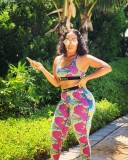 Casual Print Letter Vest and Trousers