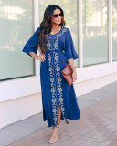Cotton Embroidered Drawstring Beach Dress