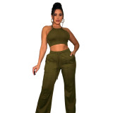 Casual Pit Camisole Splicing Two-piece Outfits