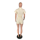 Solid Color Bandage Crop Top and Shorts
