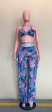 Casual Printed Mesh Two-piece Set with Panties