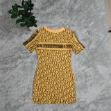 Fashion Casual Printed Short Sleeve Bodycon Dress