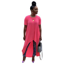 Asymmetric Hem Solid Color Casual Dress