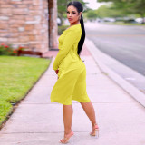 Casual Solid Yellow Ribbed Crop Vest Top Short And Cardigan 3 Pieces Set