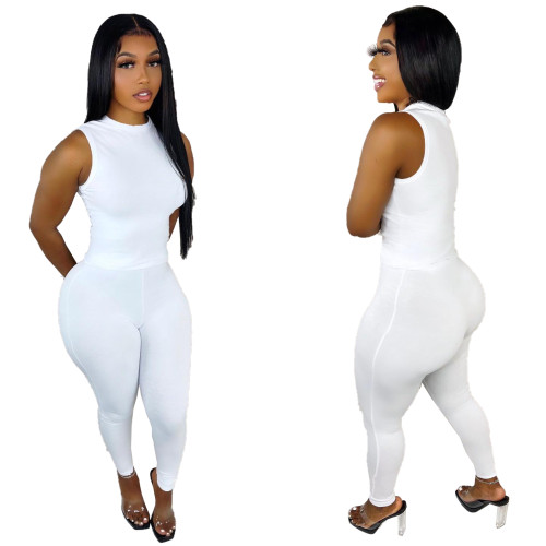Solid Sleeveless Two Piece Ipresistible Set White