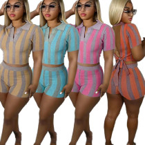 Casual Backless Pit Printed Summer Set