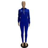 Casual Air Layer Letter Embroidery Hooded 2 PC Set