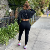 Sportswear 3 Piece Pants Sets Solid Ribbed Pit Track Jogging Sets