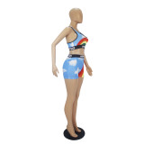 Sexy Graphic Print Tank Top Shorts Set Swimsuit
