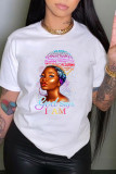 Summer Women's Clothing Casual Round Neck Pullover Printed T-shirt