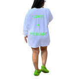 Casual Double Sided Printed Letter T-Shirt Dress