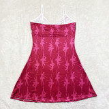 Sexy Loungewear Summer Cartoon Pattern Printed Spaghetti Strap Homewear Dress