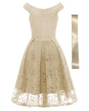 Summer Sexy Lace V Neck Sleeveless Pleated Dress