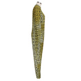 Plus Size Zipper Print Jumpsuit