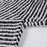 Spring Knitted Stripe Sexy Slim High Waist Pants