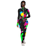 Casual Pattern Print Sweatpants Two-piece Outfits