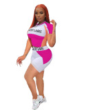Casual Letters Print Short Sleeve Shorts Sports Pant Set