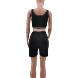 Pure Color Sports Vest 2 Pc Set with Pocket