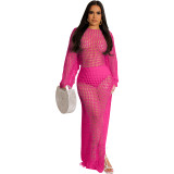 Fashion Sexy See Through Hollow Knit Crochet Tassel Dresses