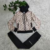Fashion Printed Hooded Sweatshirt Sweatpants Set