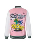 Casual Letter Print Ribbed Jacket