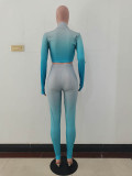 High Neck Gradient Embroidered Letters Sports Two-Piece Set