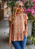 Casual Fashion Floral Pattern Print Ruffle Sleeve Top