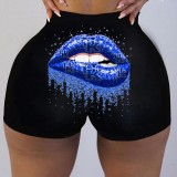 Sexy Ladies Low Waist Graphic Printed Yoga Shorts