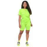 Solid Color Basic Shirt and Tight Shorts