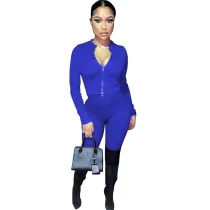 Solid Color Zipper Two Piece Long Fall Set