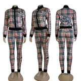 Fashion Sportswear Printing Letter Zipper Two Piece Set
