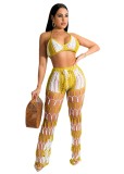 Summer Sexy Hollow Perspective Linen Beach Fishnet Two Pieces