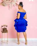 Women Work Dresses Summer Casual Off Shoulder Ruffle Slim Fit Party Dress