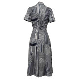 Casual Digital Geometric Irregular Print Midi Dresses