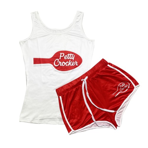 Summer Sexy Graphic Print Sleeveless Yoga Shorts Set