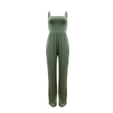 Women Solid Sling Pocket Straight Leg Jumpsuit