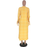 Casual Long Sleeve Plaid Printed Dress