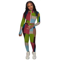 Casual Pattern Print Sweatpants Two-piece Outfits