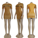 Fashion Casual Printed Short Sleeve Bodycon Dress