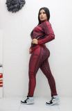 Casual Branded Clothing Spring Turndown Neck Printed Zipper Pant Set