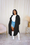 Solid Color Casual Loose Cardigan Double Sided Fleece Long Jacket