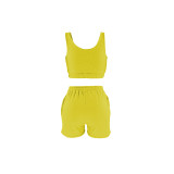 Casual Sports Double Vest and Shorts with Pocket