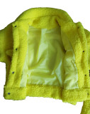 Fluffy Button Long Sleeve Jacket