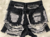 Classic Fringe Hole Denim Shorts